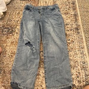 High rise baggy slightly ripped jeans